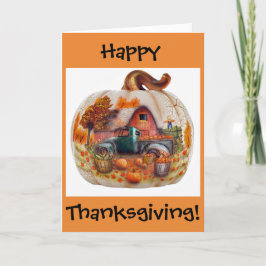 Tarjeta feliz de la acción de gracias, camión de
