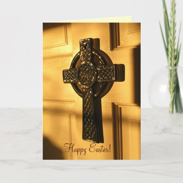 Tarjeta feliz de la cruz céltica de Pascua (Anverso)