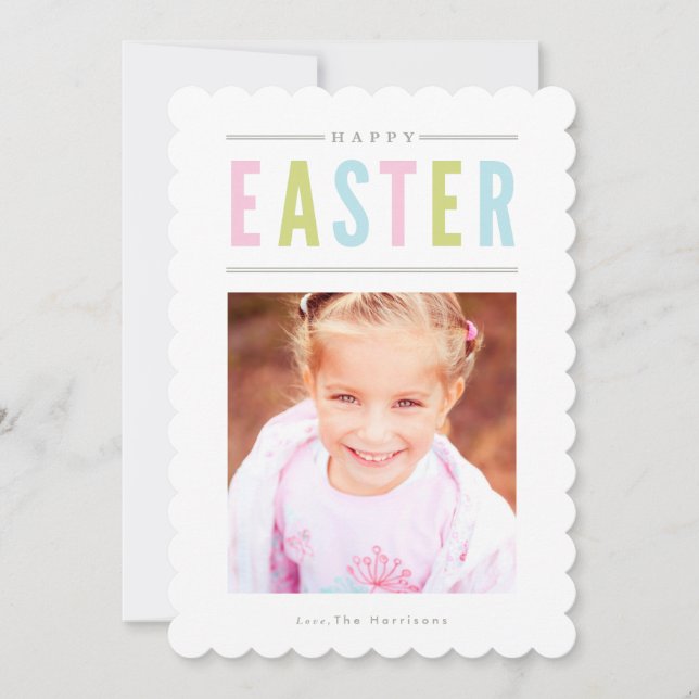 Tarjeta feliz de la foto de Pascua personalizada (Anverso)