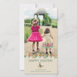 Tarjeta feliz de la foto del conejito de pascua