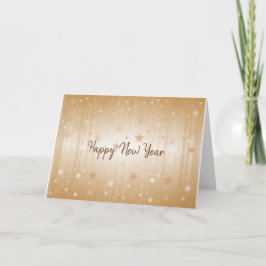 Tarjeta feliz de las estrellas de oro de Año Nuevo