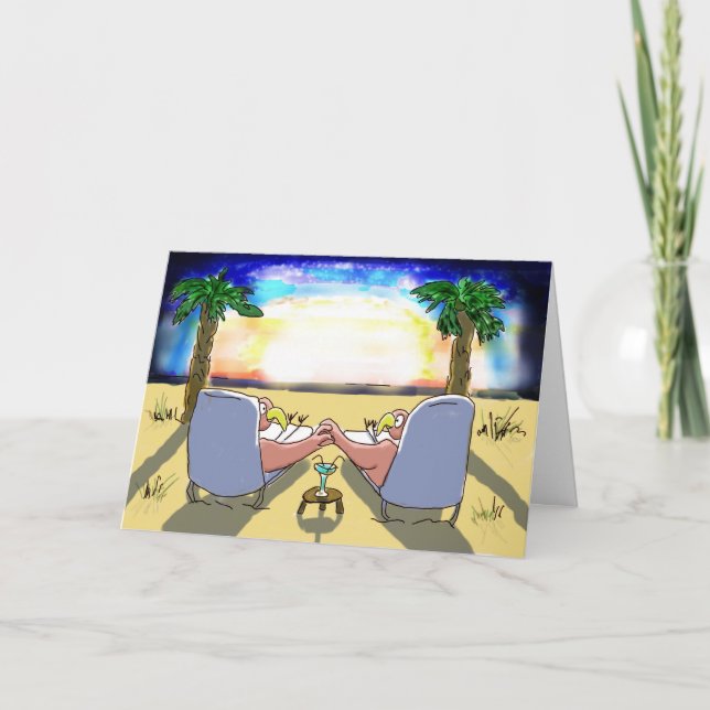 Tarjeta feliz de los pares del flamenco del rosa (Anverso)