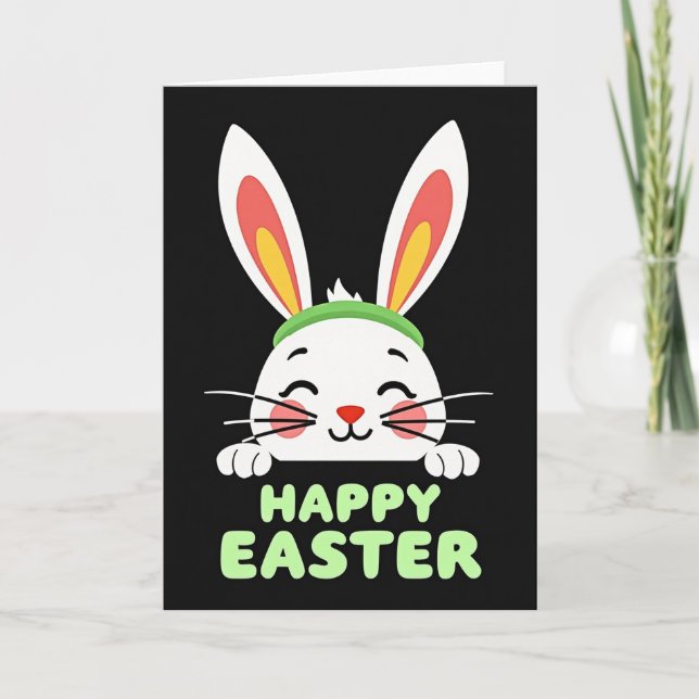 Tarjeta Feliz de Nariz de Corazón de Conejo (Anverso)