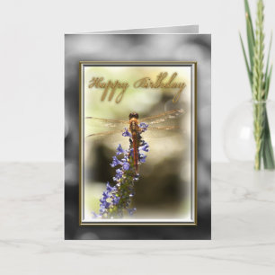 Tarjeta feliz de natalidad para libélula
