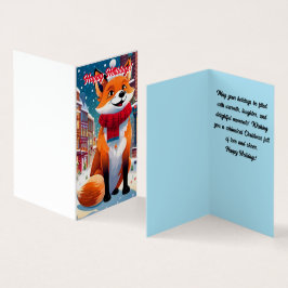 Tarjeta feliz de Navidades de foxy de vacaciones