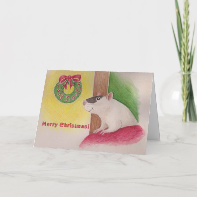 Tarjeta feliz de Navidades de rata (Anverso)