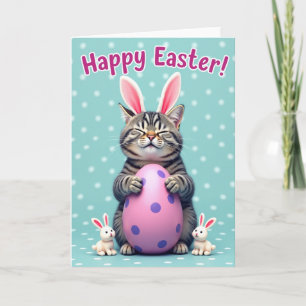 Tarjeta Feliz de Pascua de Gato de Primavera