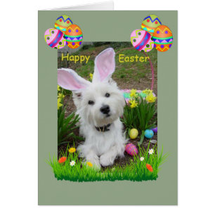 Tarjeta feliz de Pascua Westie