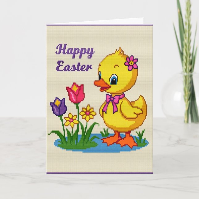 Tarjeta Feliz de Pollito de Primavera Adorable (Anverso)