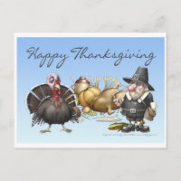 Tarjeta feliz de Thankgiving con el peregrino y