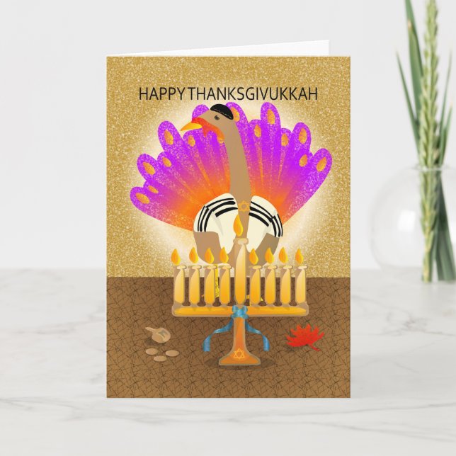Tarjeta feliz de Thanksgivukkah Turquía (Anverso)