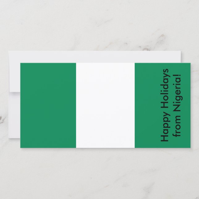 Tarjeta feliz de vacaciones con bandera de Nigeria (Anverso)