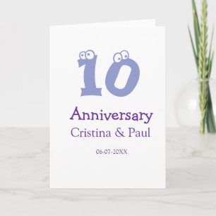 Tarjeta Feliz décimo aniversario nombre de boda simple min