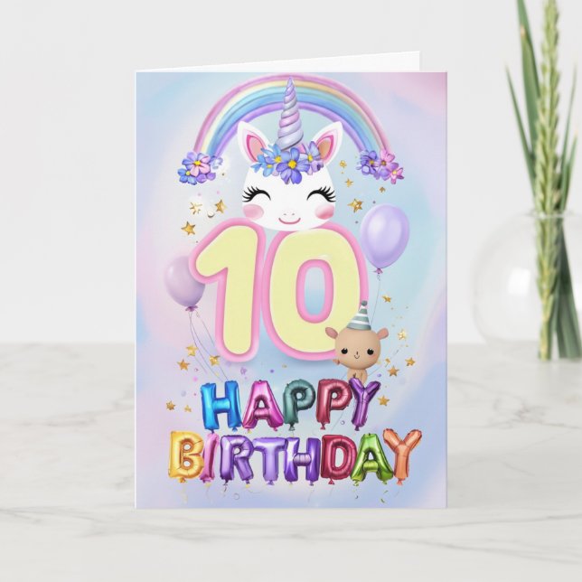 Tarjeta Feliz décimo cumpleaños (Anverso)