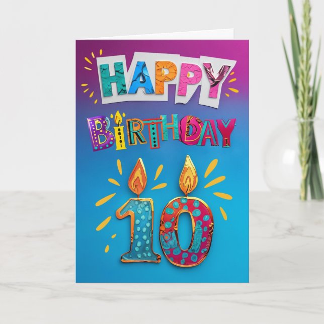 Tarjeta Feliz décimo cumpleaños (Anverso)