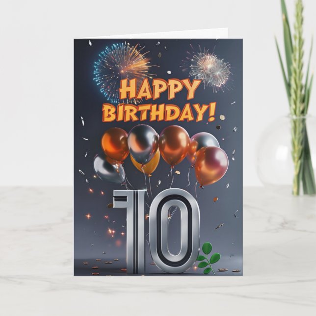Tarjeta Feliz décimo cumpleaños (Anverso)