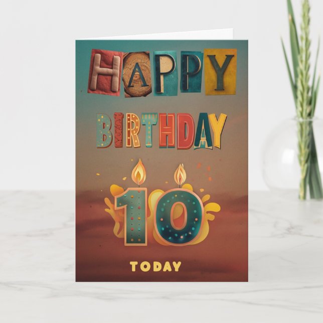 Tarjeta Feliz décimo cumpleaños (Anverso)