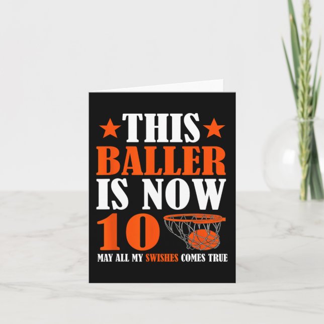 Tarjeta Feliz décimo cumpleaños 10 años de Básquetbol 10 B (Anverso)
