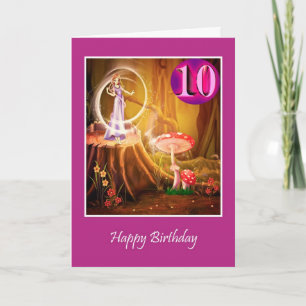 Tarjeta Feliz décimo cumpleaños para chica con hada décima