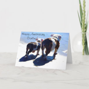 Tarjeta feliz del aniversario de los bulldoges
