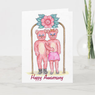 Tarjeta feliz del aniversario del oso de peluche