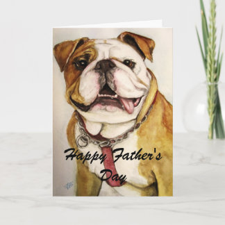 Tarjeta feliz del bulldog del día de padre
