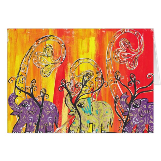 Tarjeta feliz del desfile del elefante (Anverso (Horizontal))