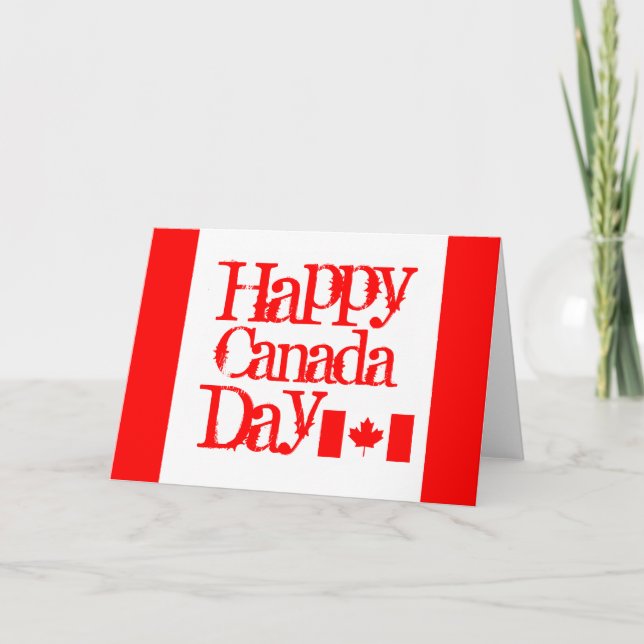 Tarjeta feliz del día de Canadá con la bandera (Anverso)