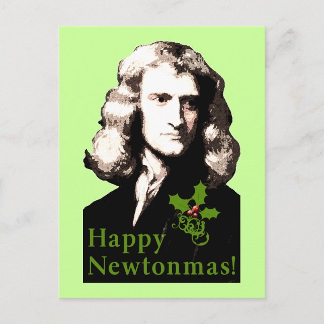 Tarjeta feliz del día de fiesta de Newtonmas (Anverso)