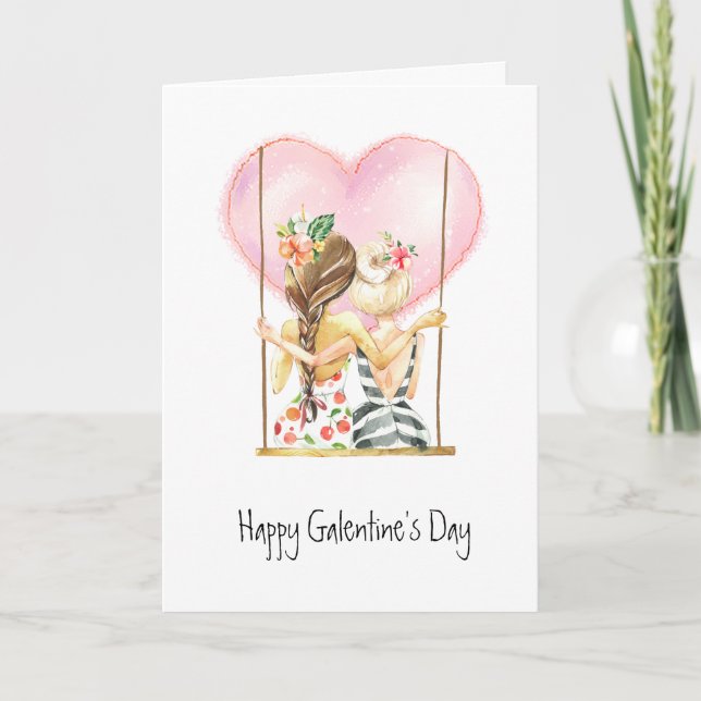 Tarjeta feliz del día de Galentines (Anverso)