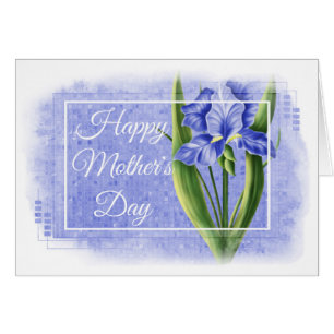 Tarjeta feliz del día de la madre - Blue Iris d1