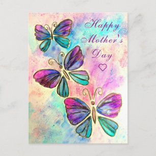 Tarjeta feliz del día de la madre con mariposas