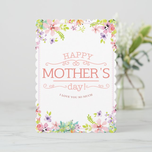 Tarjeta feliz del día de la madre - Flores salvaje (Anverso de pie)