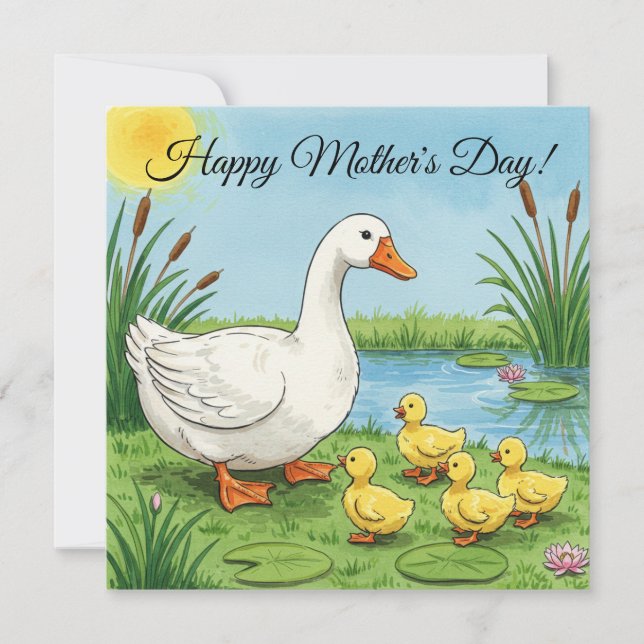 Tarjeta feliz del día de la madre - Mama Goose (Anverso)