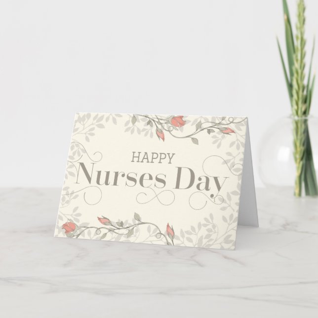 Tarjeta feliz del día de las enfermeras - texto y  (Anverso)