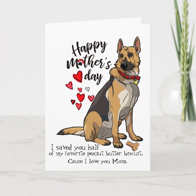 Tarjeta feliz del día de madre de su pastor alemán (Anverso)