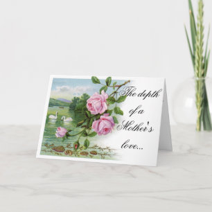 Tarjeta feliz del día de madre - rosas y cisnes