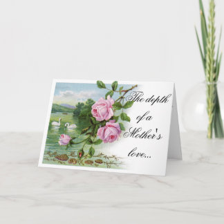 Tarjeta feliz del día de madre - rosas y cisnes