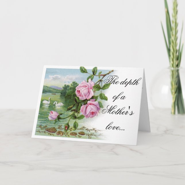 Tarjeta feliz del día de madre - rosas y cisnes (Anverso)