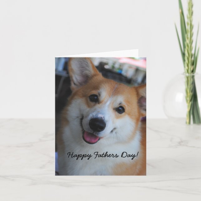 Tarjeta feliz del día de padres del Corgi Galés (Anverso)