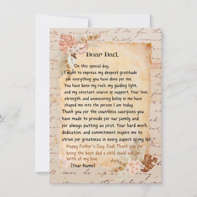 Tarjeta feliz del día del padre (Anverso)