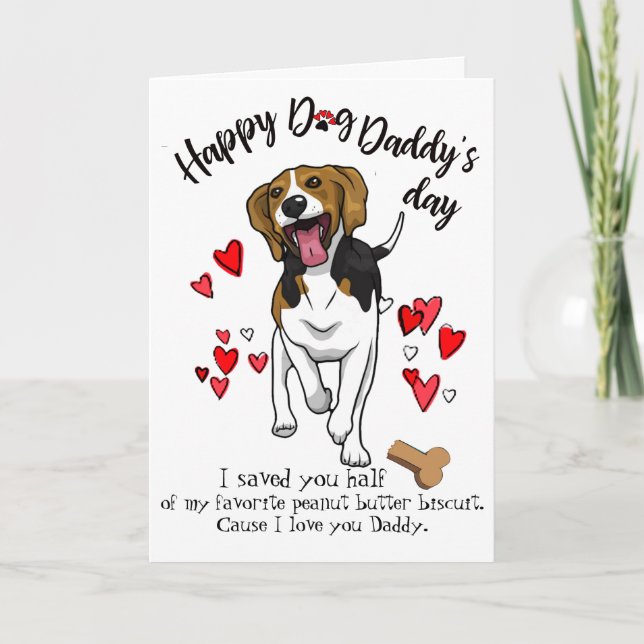Tarjeta feliz del día del padre de tu perro Beagle (Anverso)