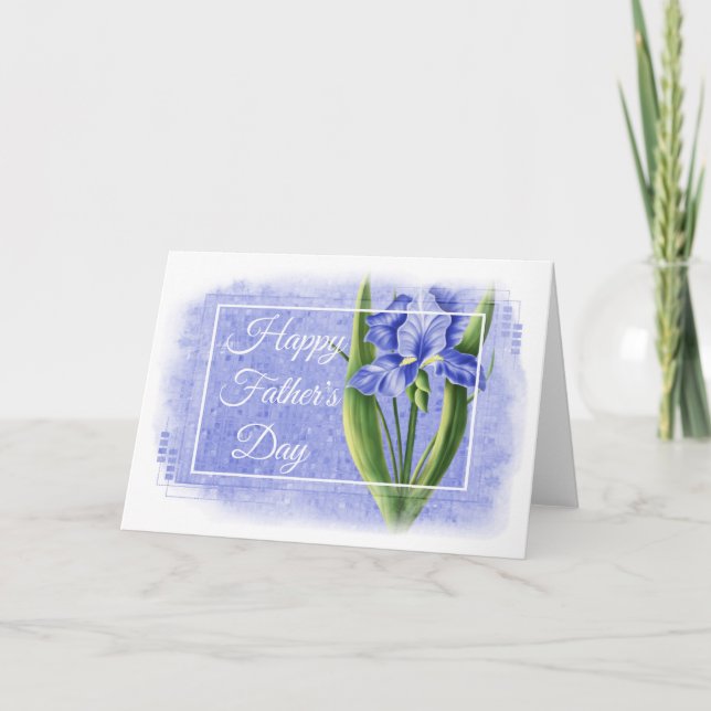 Tarjeta feliz del día del padre - Iris azul d1 (Anverso)