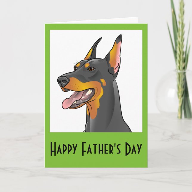 Tarjeta feliz del Doberman del arte pop del día de (Anverso)