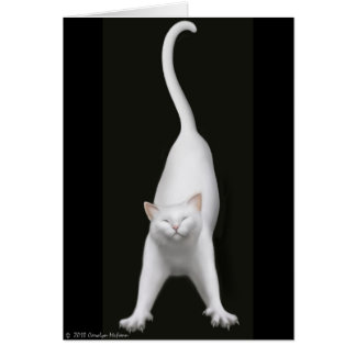 Tarjeta feliz del gato que estira
