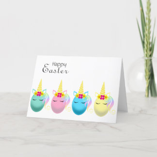 Tarjeta feliz del huevo del unicornio de Pascua