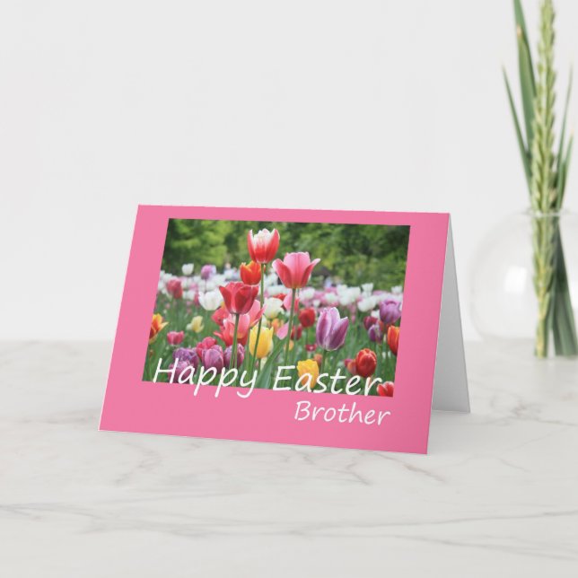Tarjeta feliz del tulipán de Brother Pascua (Anverso)