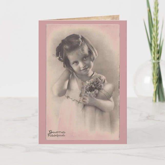 Tarjeta feliz del vintage de Buona Pasqua Pascua (Anverso)