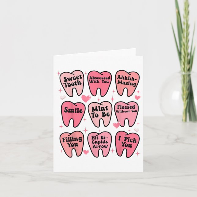 Tarjeta Feliz dentista del día de San Valentín Dientes Die (Anverso)