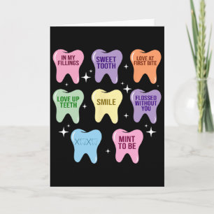 Tarjeta Feliz dentista dientes corazón San Valentín higien